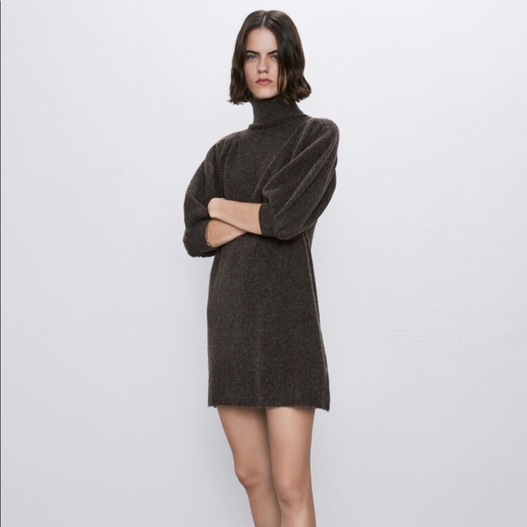 brown sweater dress zara Zara Soft Knit Dress: Perfect Fit for Christmas Fashion